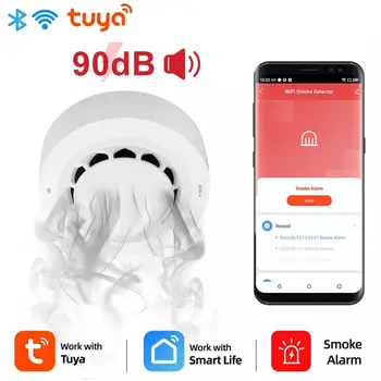 Охранная сигнализация для умного дома TY013, приложение Tuya, подключенный Wi-Fi детектор дымовой сигнализации