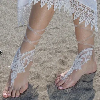 Пляжные свадебные туфли для женщин, кружевные аппликации цвета слоновой кости, Свадебные аксессуары 2020, Свадебные туфли с открытым носком и жемчугом