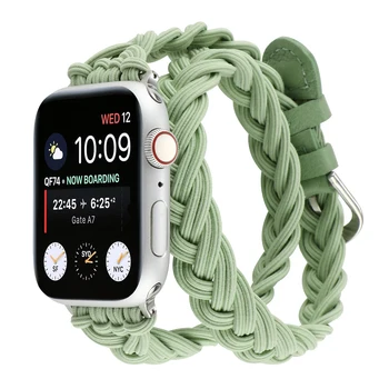 Ремешок для браслета Apple Watch с двойной петлей, эластичный плетеный ремешок для часов 49мм 45мм 44мм42мм41мм40мм38мм, ремешок с ручной оплеткой для Iwatch