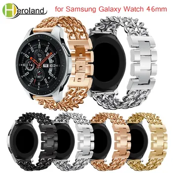 Ремешок для часов Роскошный джинсовый ремешок-цепочка Ремешок для часов из нержавеющей стали Сменный ремешок для Samsung Galaxy Watch 46 мм ремешок черный