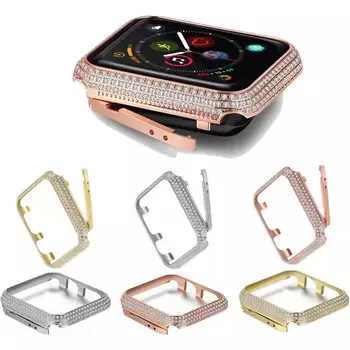 Роскошный чехол с кристалалми и бриллиантами для Apple watch 6 5 4 SE 44 мм 40 мм Высококачественный металлический чехол с бриллиантами для iwatch 3 42 мм 38 мм Крышка