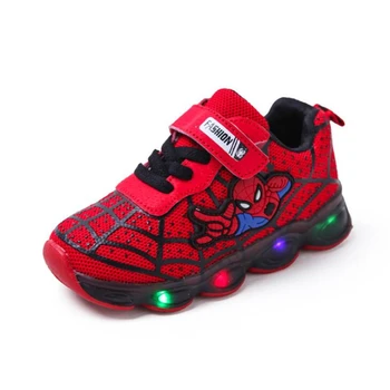Светящиеся кроссовки Marvel с Человеком-пауком, обувь для девочек и мальчиков, спортивная обувь для бега, дышащая детская светодиодная обувь, кроссовки для малышей