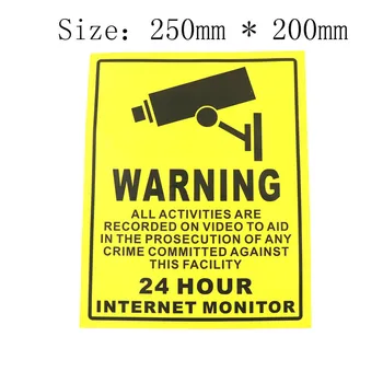 Система Видеонаблюдения, Предупреждающий знак, Наклейка, Наклейка для наблюдения 200 мм * 250 мм