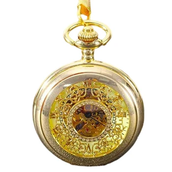 Старинные часы Ретро Резные Золотые Механические Карманные Часы Римские Цифры Карманные Часы Подарок На День рождения Годовщину