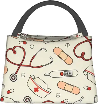 Тематические сумки для ланча для медсестры, доктора, для работы, изолированная сумка-холодильник, многоразовый ланч-бокс, сумка-тоут с контейнером для женщин, Пляжная