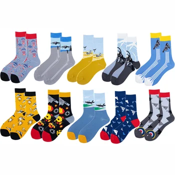 Трендовые мужские носки из чесаного хлопка, разноцветные носки для скейтборда в стиле Харадзюку, New Design Crew, средние носки для скейтбординга