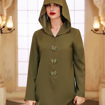 Халат Femme Musulmane Мусульманская Мода Бриллианты Халат С капюшоном Марокко Ближний Восток Европа и Америка Национальное Платье Женские Халаты