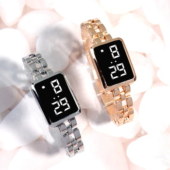 Электронные часы для женщин, многофункциональные водонепроницаемые часы с сенсорным управлением, женские модные Квадратные женские светодиодные цифровые часы Relogio